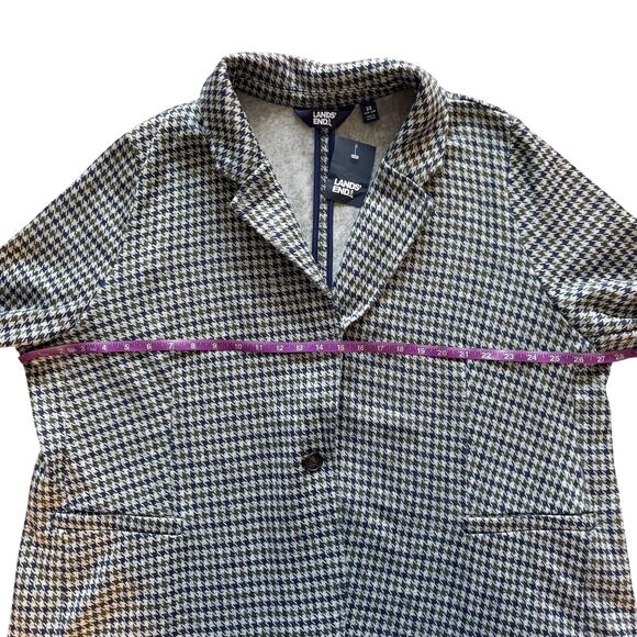 Lands End 3X 24W 26W Fleece lined Sweater Blazer Houndstooth NWT Academia Preppy - Picture 12 of 15